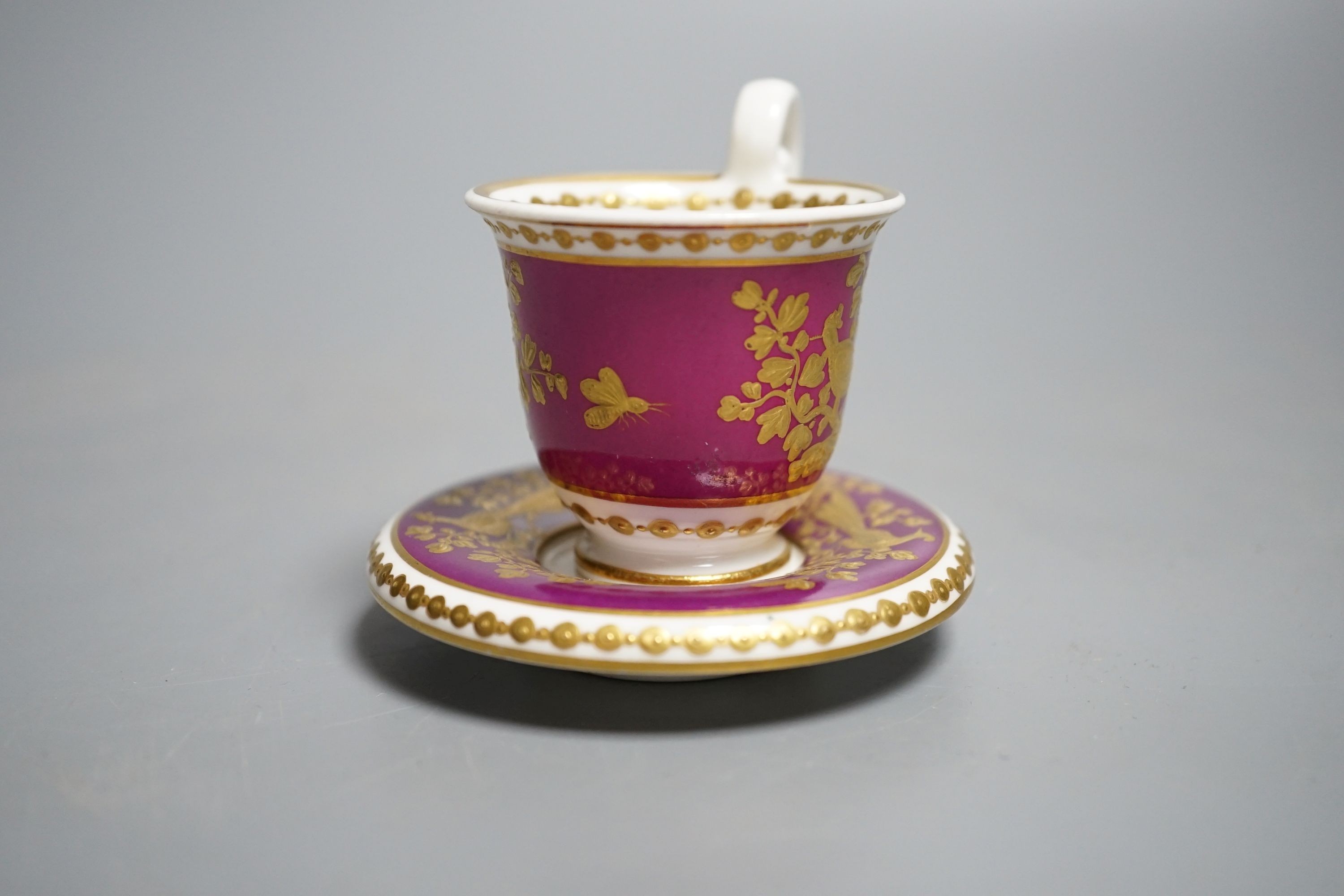 A Spode miniature teacup and saucer, c.1815. Provenance - Mona Sattin collection of miniature cups and saucers, collection no. 117.